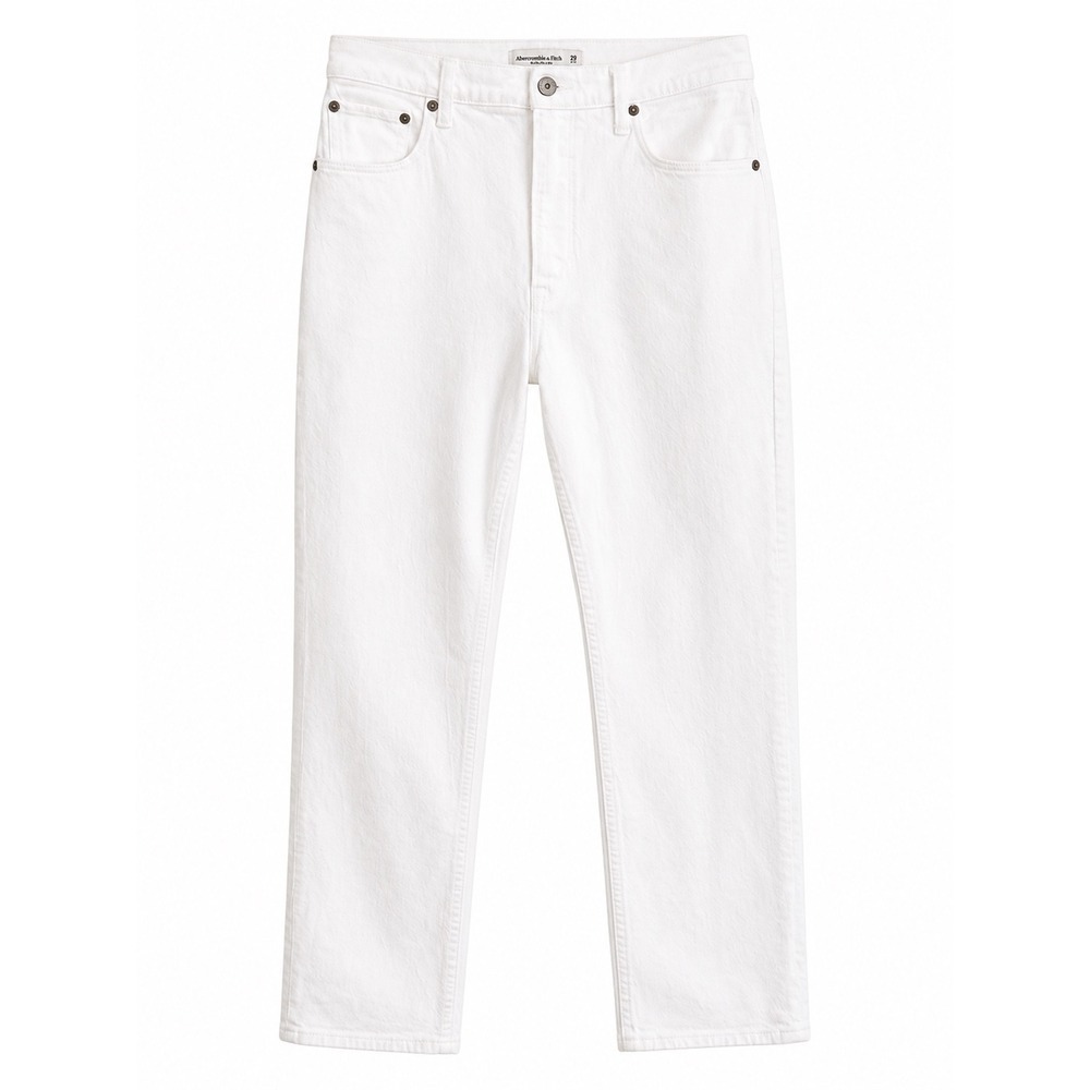 Abercrombie & Fitch Curve Love Ultra High Rise Slim Straight Jeans White Size 29